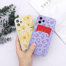 将图片加载到图库查看器，Fashionable Anti-Scratch Soft Lining Protective Case For iPhone Cases Card Holder Cute Flower Heart Phone Case For iPhone 12 13 Mini Pro Beautiful Design  Soft Iphone Case
