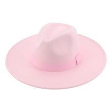 Load image into Gallery viewer, Fashionable Fedora Hats Women Wide Brim Dress Caps  Women's Fedora Hats Elegant Wide Brim Fedora Hat  Wedding Men Hat Warm Retro Style Belt 56-58cm
