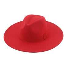 Load image into Gallery viewer, Fashionable Fedora Hats Women Wide Brim Dress Caps  Women's Fedora Hats Elegant Wide Brim Fedora Hat  Wedding Men Hat Warm Retro Style Belt 56-58cm
