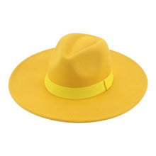 Load image into Gallery viewer, Fashionable Fedora Hats Women Wide Brim Dress Caps  Women's Fedora Hats Elegant Wide Brim Fedora Hat  Wedding Men Hat Warm Retro Style Belt 56-58cm
