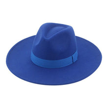 Load image into Gallery viewer, Fashionable Fedora Hats Women Wide Brim Dress Caps  Women's Fedora Hats Elegant Wide Brim Fedora Hat  Wedding Men Hat Warm Retro Style Belt 56-58cm
