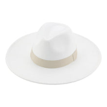 Load image into Gallery viewer, Fashionable Fedora Hats Women Wide Brim Dress Caps  Women's Fedora Hats Elegant Wide Brim Fedora Hat  Wedding Men Hat Warm Retro Style Belt 56-58cm
