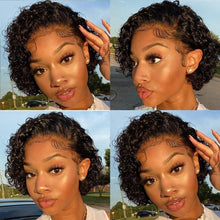 Load image into Gallery viewer, Fashionable Pixie Cut Wig Short Curly Human Hair Wigs Human Hair Wig 13X1 Lace Wig For Women Human Hair Pre Plucked For Black Women Gifts for Girlfriends
