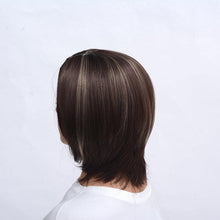 将图片加载到图库查看器，Fashionable Trendy Straight Bangs Style Pixie Cut Synthetic Wig Brown Mixed Short Natural Full Wigs For Black Women For Black Women Gifts for Girlfriends
