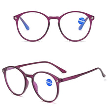 Load image into Gallery viewer, Fashionable Women And Men Round Reading Glasses Fashion Ultra Light Anti Blue Light Eyeglasses Unisex Stylish Eyeglasses Glasses Clear Lens Diopters +1+1.5+2+2.5+3+3.5+4
