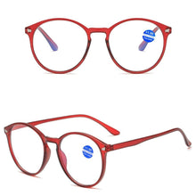 Load image into Gallery viewer, Fashionable Women And Men Round Reading Glasses Fashion Ultra Light Anti Blue Light Eyeglasses Unisex Stylish Eyeglasses Glasses Clear Lens Diopters +1+1.5+2+2.5+3+3.5+4
