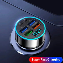 Load image into Gallery viewer, Fast Charging 6 Ports Car Charger Adapter with 4 USB + 2 Type-C 40W QC3.0
