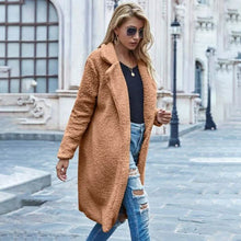 Load image into Gallery viewer, Faux Shearling Open-Front Longline Teddy Coat
