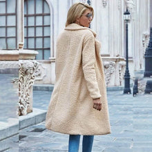 Load image into Gallery viewer, Faux Shearling Open-Front Longline Teddy Coat
