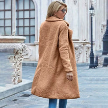 Load image into Gallery viewer, Faux Shearling Open-Front Longline Teddy Coat
