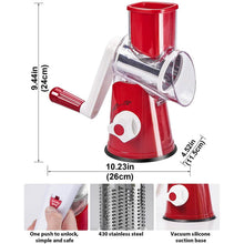 Load image into Gallery viewer, FAVIA Rotary Cheese Grater with Handle - Food Shredder with 3 Stainless Steel Drum Blades
