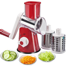 Load image into Gallery viewer, FAVIA Rotary Cheese Grater with Handle - Food Shredder with 3 Stainless Steel Drum Blades
