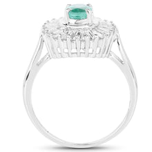将图片加载到图库查看器，2.16 Carat Genuine Zambian Emerald and White Topaz .925 Sterling Silver Ring
