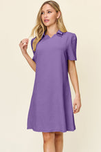 Load image into Gallery viewer, Double Take Full Size Texture Collared Neck Short Sleeve Dress Textured Dress For Women

