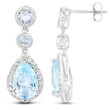 Load image into Gallery viewer, 9.46 Carat Genuine Blue Topaz and White Topaz .925 Sterling Silver Earrings
