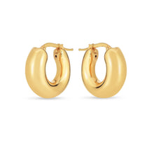 Load image into Gallery viewer, 14k Yellow Gold Small Puffy Hoops
