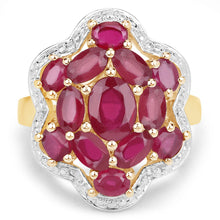 Load image into Gallery viewer, 14K Yellow Gold Plated 4.18 Carat Genuine Glass Filled Ruby .925 Sterling Silver Ring
