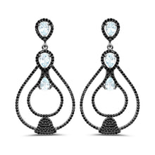 Load image into Gallery viewer, 8.81 Carat Genuine Blue Topaz and Black Spinel .925 Sterling Silver Earrings
