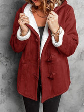 Load image into Gallery viewer, Full Size Pocketed Long Sleeve Hooded Toggle Jacket – Stylish &amp; Functional Outerwear for Women
