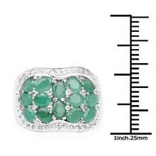 Load image into Gallery viewer, 2.20 Carat Genuine Emerald &amp; White Topaz .925 Sterling Silver Ring
