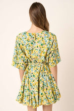 将图片加载到图库查看器，New Summer Floral Tie Waist Half Sleeve Mini Dress –Feminine and Chic Floral Dress with Flattering Tie Waist Detail
