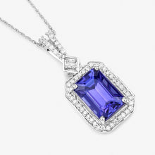 Load image into Gallery viewer, 2.56 Carat Genuine Tanzanite and White Diamond 14K White Gold Pendant
