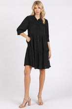 Load image into Gallery viewer, Button Detail Collared Neck Tiered Shirt Dress For Women – Classic Elegant, Fluttering, Chic, and Versatile For Any Occasion
