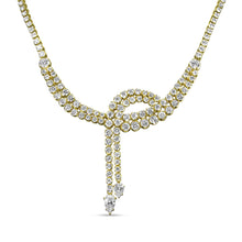 Load image into Gallery viewer, 14k Yellow Gold 17.0 Cttw Diamond Double Row Lariat 18" Inch Tennis Necklace with Pear Shape Diamond Drop Tips (I-J Color, VS2-SI1 Clarity)
