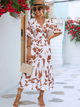 Load image into Gallery viewer, Black White Printed Balloon Sleeve Dress Elegant &amp; Chic Casual Wear For Summer
