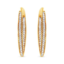 Load image into Gallery viewer, 10K Yellow Gold 1/2 Cttw Round-Cut Diamond Modern Hoop Earrings (I-J Color, I2-I3 Clarity)
