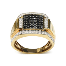 Load image into Gallery viewer, Men's 14K Yellow Gold Plated .925 Sterling Silver 1 1/2 Cttw White and Black Treated Diamond Cluster Ring (Black / I-J Color, I2-I3 Clarity) - Size 10
