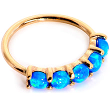 Load image into Gallery viewer, 20G Blue Synthetic Opal 14k Yellow Gold Seamless Circular Ring
