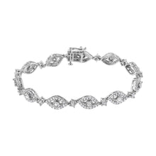 Load image into Gallery viewer, .925 Sterling Silver 2 1/2 Cttw Diamond Pear Shaped and Bezel Link Bracelet (I-J Color, I2-I3 Clarity) - 7.5 "
