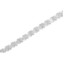 Load image into Gallery viewer, 10k White Gold 2.00 Cttw Round-Cut Diamond "XOXO" Link 7" Bracelet (I-J Color, I2-I3 Clarity)

