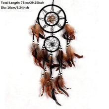 Load image into Gallery viewer, Feather Crafts Dream Catcher Brown Wind Chimes Handmade Christmas Net Handmade Wall Hanging Home Decor Dream Catcher With Feathers For Wall Hanging Car Home Balcony Decorations
