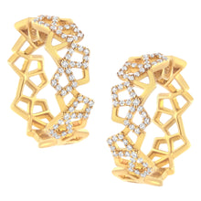Load image into Gallery viewer, 14K Yellow Gold 3/4 Cttw Diamond Honeycomb Hoop Earrings (G-H Color, SI1-SI2 Clarity) - 24MM
