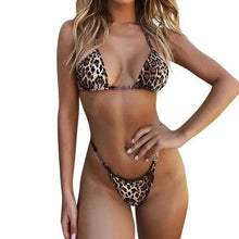 Load image into Gallery viewer, Female Leopard Bikini Set Push Up Thong High Cut Swimwear Women Mini Modern Swimsuit Bathing Suit
