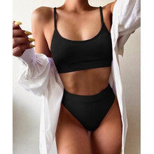将图片加载到图库查看器，Female Push Up Swimsuit Modern Swimwear For Women Bikinis High Waist Bikini Set Solid Bikini 2 Piece Swimsuit Bathing Suits Women Bathing Suit High Waist Bikini Set Sport Wear Swimming Suit Bikini
