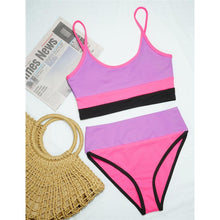 将图片加载到图库查看器，Female Swimsuit High Waist Bikini Women High Waist Bikini Set Two Piece Swimsuits Bikini Top With Bottoms Bathing Suits For Teens Girls Women Swimwear Two-pieces Bikini Set Sport Bathing Suit Swim Lady
