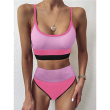 将图片加载到图库查看器，Female Swimsuit High Waist Bikini Women High Waist Bikini Set Two Piece Swimsuits Bikini Top With Bottoms Bathing Suits For Teens Girls Women Swimwear Two-pieces Bikini Set Sport Bathing Suit Swim Lady
