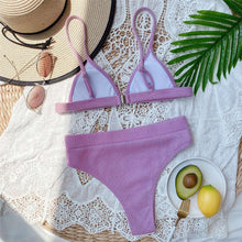 Load image into Gallery viewer, Female Swimsuit High Waist Bikini Women High Waist Swimsuits Triangle Bathing Suit V Neck Two Piece Bikini Sets Women Swimwear Two-pieces Bikini Set Ribbed Bather Bathing Suit Swim
