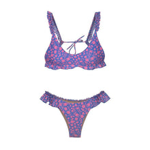 Load image into Gallery viewer, Female Swimsuit Women String Triangle Top Bikini Bottom Printed Push Up Swimsuit Bikini Sets Two Piece Split Button Beachwear Bathing Suit High Waist Bathing Suit High Cut
