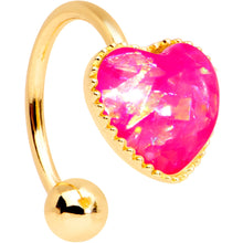 Load image into Gallery viewer, Pink Faux Opal Gold Tone Anodized Sacred Heart Non Pierced Ear Cuff
