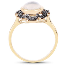 将图片加载到图库查看器，3.04 Carat Genuine White Moonstone and Black Diamond .925 Sterling Silver Ring
