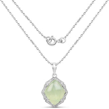 Load image into Gallery viewer, 7.49 Carat Genuine Prehnite And White Topaz .925 Sterling Silver Pendant
