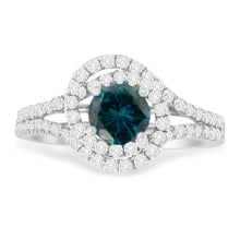Load image into Gallery viewer, 14K White Gold 1-1/3 Cttw White &amp; Blue Diamond Interweaving Double Halo Cocktail Statement Ring (G-H and Fancy Blue Color, SI2-I1 Clarity) - Size 6
