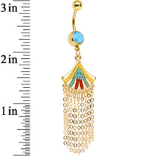Load image into Gallery viewer, Yellow Blue Red Orb Gold Plated Fancy Fan Chandelier Dangle Belly Ring
