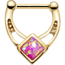 Load image into Gallery viewer, 16G 5/16 Pink Faux Opal Gold PVD Glamour Septum Clicker
