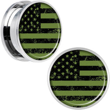 Load image into Gallery viewer, Green American Flag Steel Screw Fit Plug Set 5mm to 20mm
