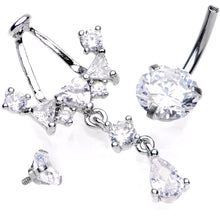 将图片加载到图库查看器，Clear CZ Gem Alluring Elegance Dangle Belly Ring
